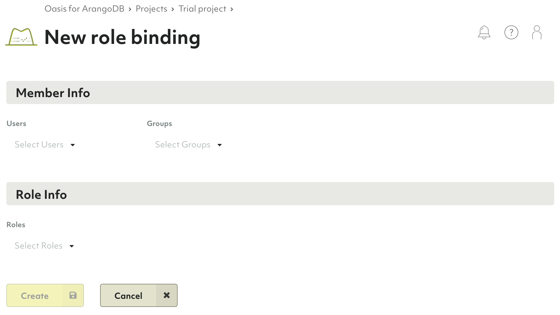 Oasis New Role Binding